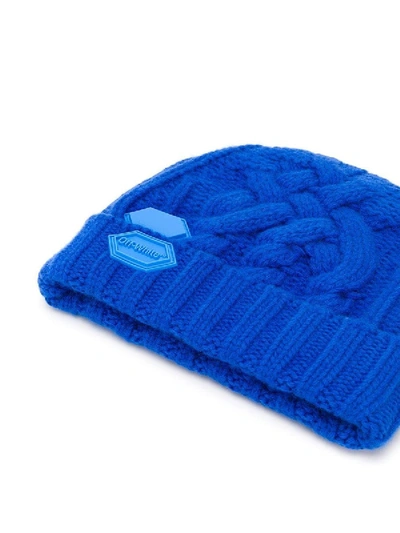Shop Off-white Pop Of Color Logo Beanie In Blue