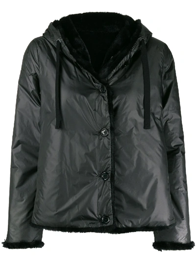 Shop Aspesi Reversible Hooded Jacket In Black