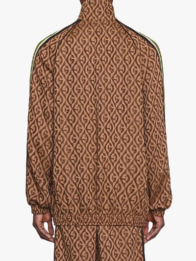 Shop Gucci Oversize G Rhombus Zip Jacket In Brown