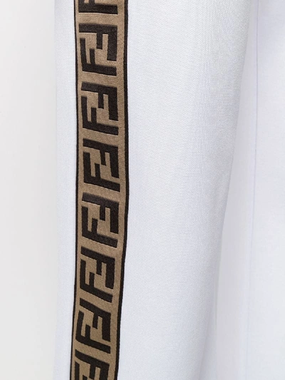 Shop Fendi Ff Motif Stripe Track Pants In White