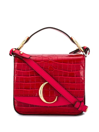 Shop Chloé Logo Shoulder Bag In Red