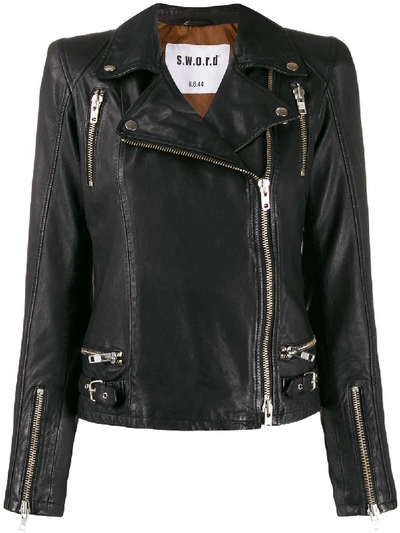 Shop Sword 6.6.44 Leather Biker Jacket In Black