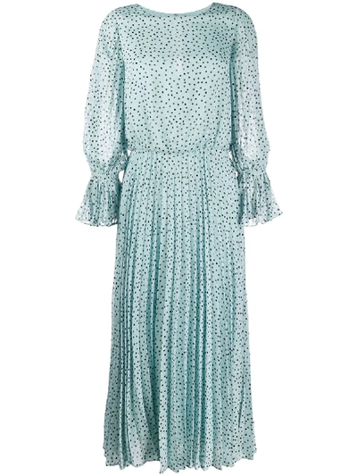 Shop Emporio Armani Polka Dot Print Dress In F539 Verde Acqua