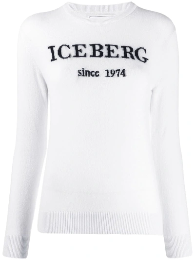 Shop Iceberg Logo Intarsia Jumper In White