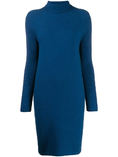 Shop Antonelli Roll Neck Knit Dress In Blue