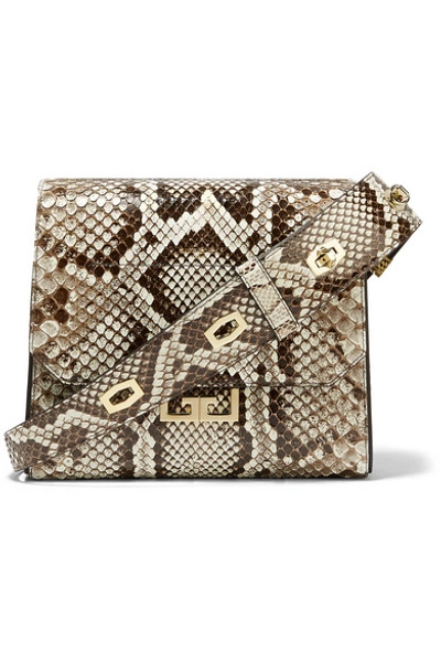 Shop Givenchy Eden Medium Python Shoulder Bag In Beige
