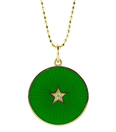 Shop Andrea Fohrman Green Enamel Star Necklace In Ylwgold