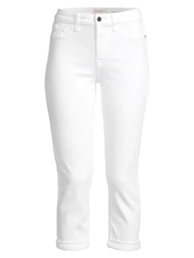 Shop Jen7 By 7 For All Mankind Crop & Roll Straight-leg Jeans In White Denim