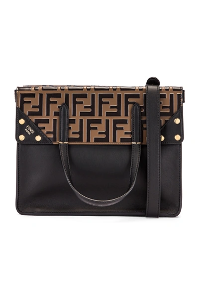 Shop Fendi Small Flip Crossbody Bag In Black