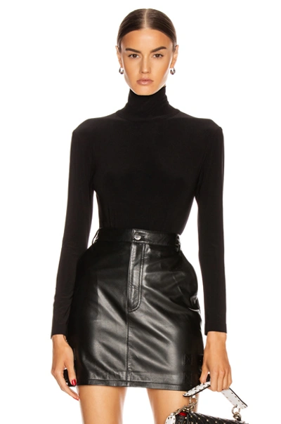 Norma Kamali Scoop-neck Three-quarter-sleeve Bodysuit In Black
