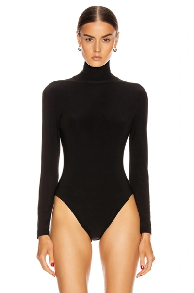 Norma Kamali Scoop-neck Three-quarter-sleeve Bodysuit In Black