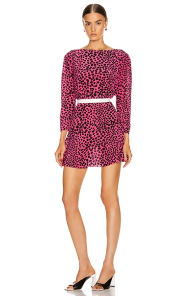Shop Rixo London Kyla Dress In Pink Leopard