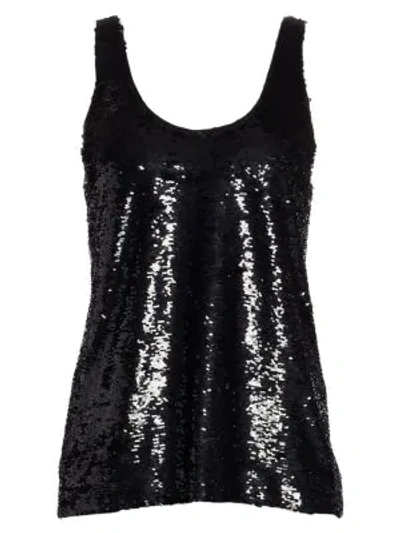 Shop Figue Bohemian Rhapsody Raquel Sequin Tank Top In Black