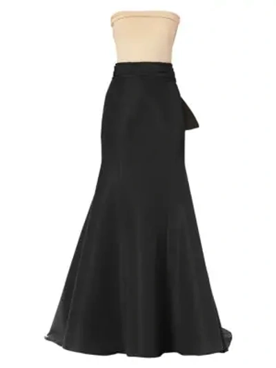 Shop Carolina Herrera Icon Waist-knot Silk Trumpet Skirt In Black