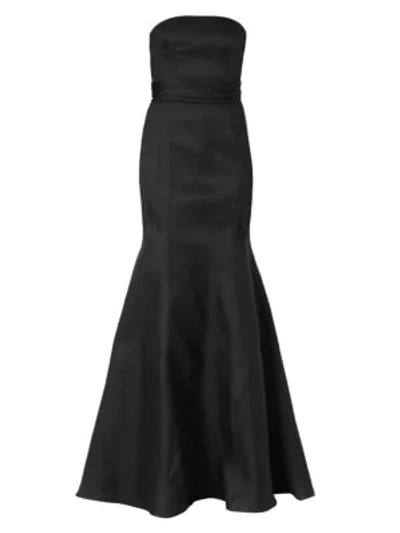 Shop Carolina Herrera Icon Waist-knot Silk Trumpet Gown In Black