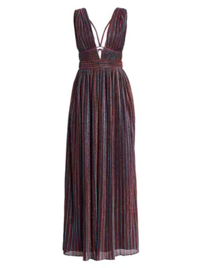 Shop Jonathan Simkhai Rainbow Pleats Lurex Sleeveless Gown