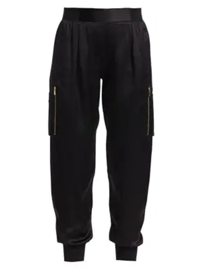 Shop Atm Anthony Thomas Melillo Silk Jogger Pants In Black