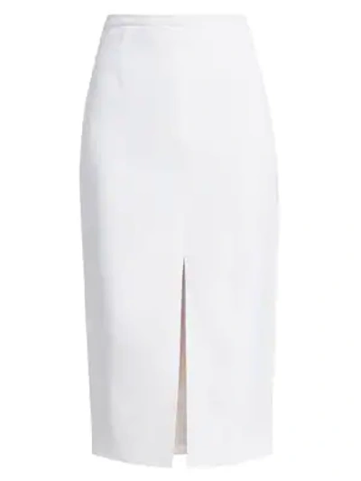 Shop Michael Kors Front-slit Pencil Skirt In Optic White
