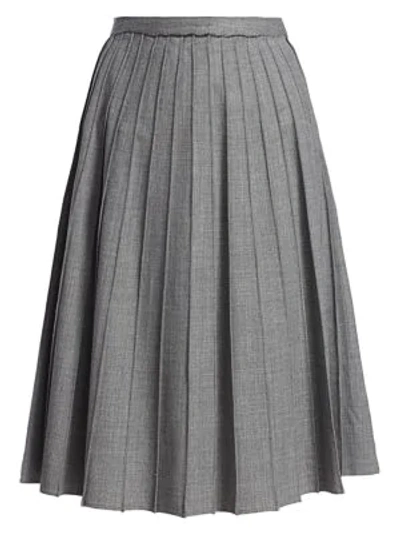 Shop Michael Kors Stretch Virgin Wool Pleated Midi Skirt In Banker Melange