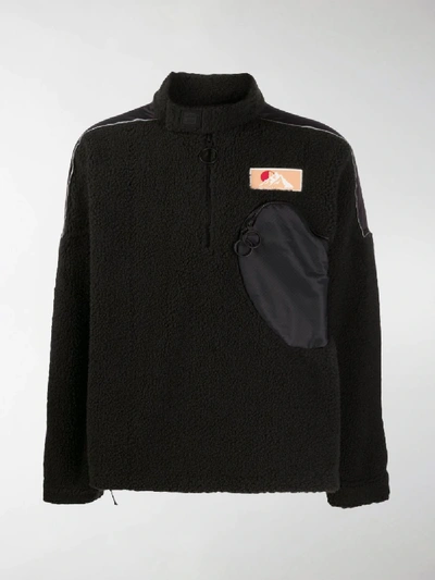 Shop Off-white Zipped Pocket Fleece Jumper In Black