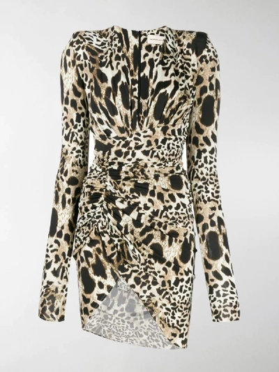 Shop Alexandre Vauthier Animal Print Mini Dress In Brown