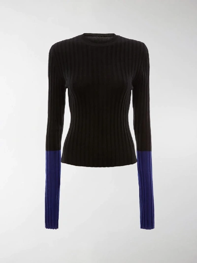 Shop Jw Anderson Ribbed Contrast Sleeve Sweater In Black