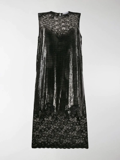 Shop Paco Rabanne Chainmail Lace Midi Dress In Black