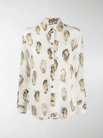 Shop Burberry Oyster Shell Print Shirt In White