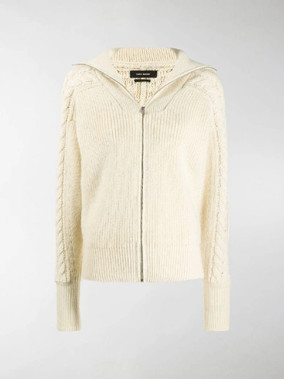 Shop Isabel Marant Lenz Cable Knit Cardigan In White