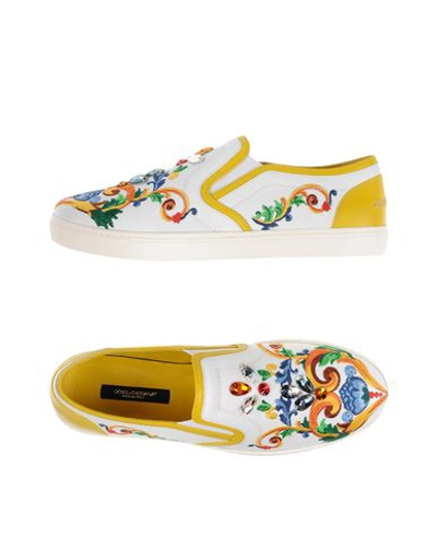 Shop Dolce & Gabbana Woman Sneakers White Size 7 Polyester, Calfskin, Natural Rubber
