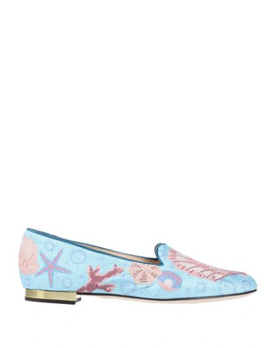 Shop Charlotte Olympia Ballet Flats In Sky Blue