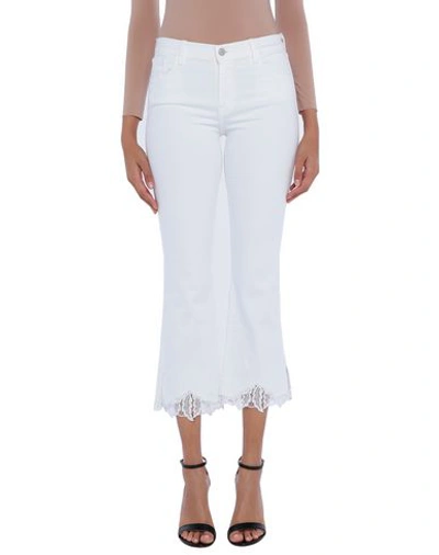 Shop J Brand Woman Denim Cropped White Size 26 Cotton, Polyester, Elastane
