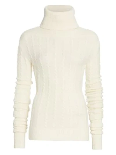 Shop Jacquemus La Maille Sofia Alpaca & Wool Stretch Turtleneck Sweater In White