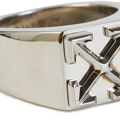 Shop Off-white Arrow Ring In Silver