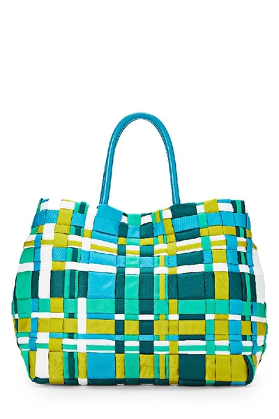 Pre-owned Prada Multicolor Woven Tessuto Top Handle Bag