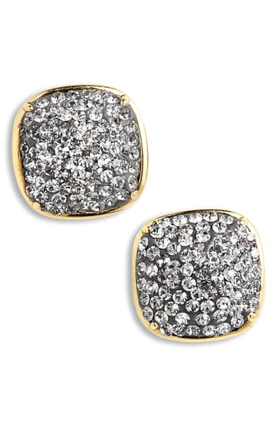Shop Kate Spade Pave Small Square Stud Earrings In Black Diamond