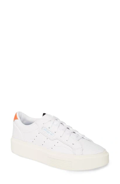 Shop Adidas Originals Sleek Super Sneaker In White/ White/ Solar Red