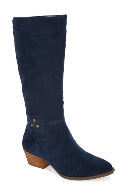 knee high navy suede boots