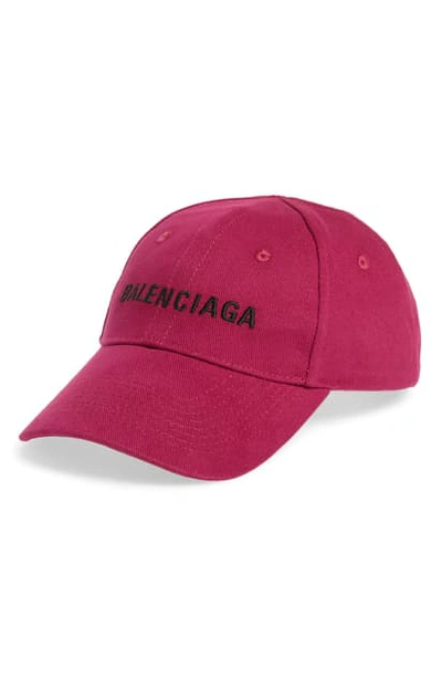 Shop Balenciaga Classic Sea Baseball Cap In Amaranth/ Black