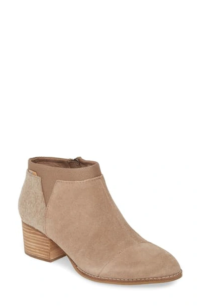 Shop Toms Loren Bootie In Taupe Grey Suede