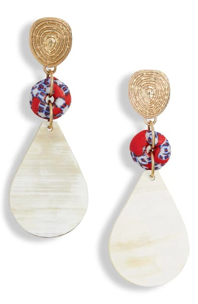 Shop Akola Glass & Horn Drop Earrings In Red