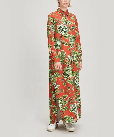 Shop Ami Alexandre Mattiussi Long Floral Dress In Orange