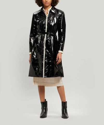 Shop Alexa Chung Panelled Leather-look Coat In Black