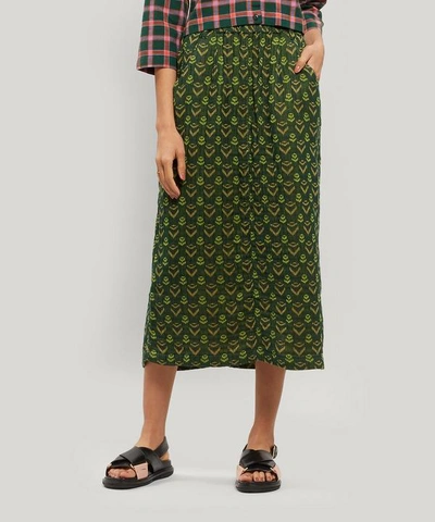 Shop Ace And Jig Sasha Fern Print Cotton Midi-skirt In Green