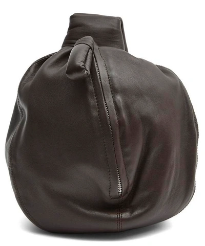 Shop Lemaire Leather Purse Bag In Dark Chocolate