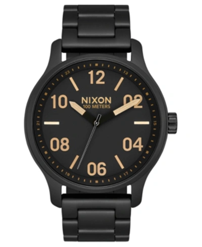 Shop Nixon Men's Patrol Stainless Steel Bracelet Watch 42mm In Matte Black / Gold
