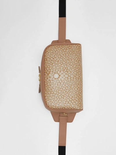 Shop Burberry Fish-scale Print And Leather Cube Bum Bag In Light Sand