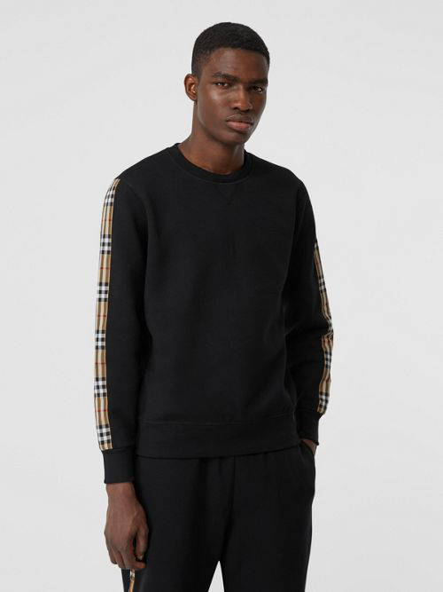 vintage check panel jersey sweatshirt
