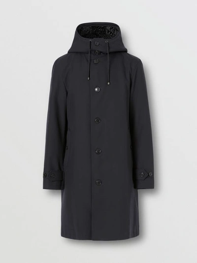 Shop Burberry Cotton Gabardine Coat With Detachable Warmer In Midnight