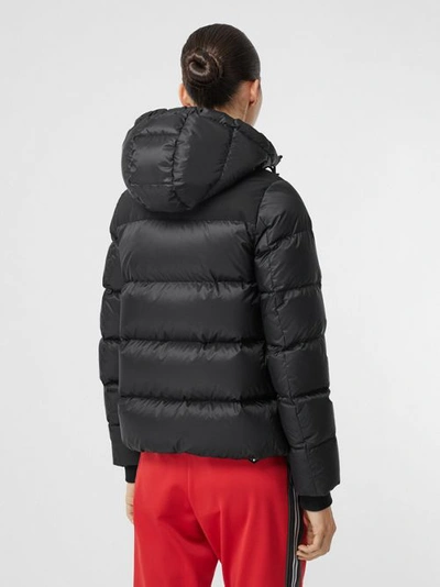 Shop Burberry Logo Graphic Hooded Puffer Jacket In Black